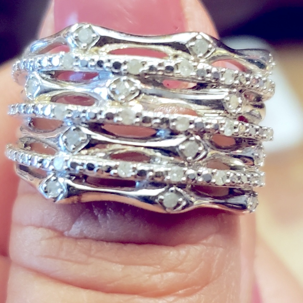 Heavy 1/2 Ctw diamond stacked ring